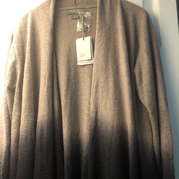 🥳B-DAY SALE❤️NWT BAREFOOT DREAMS Black/Pewter Ombré Cozy Cardigan L/XL - Picture 4 of 8